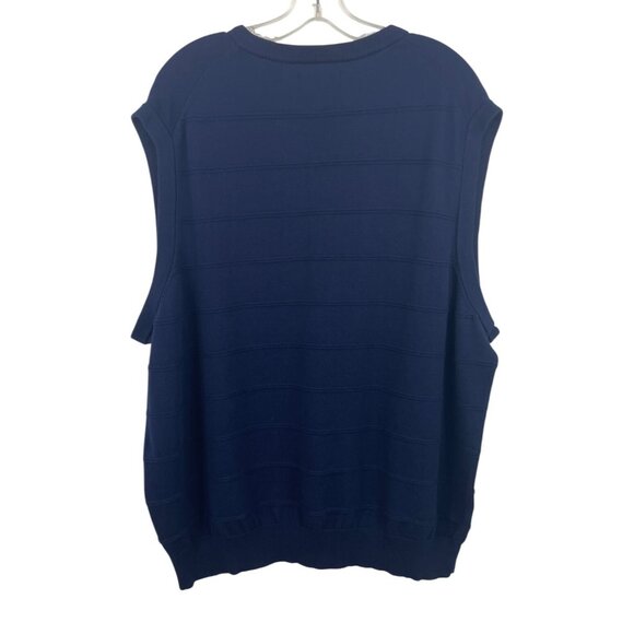 Chaps Mens Size XXL Navy Blue Cotton Embroidered Logo Sleeveless Sweater Vest - Picture 2 of 8